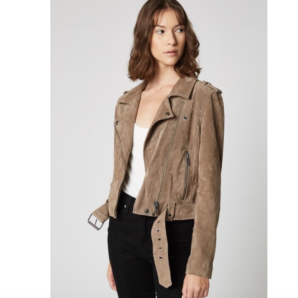 Blank NYC French Taupe Suede Moto Jacket